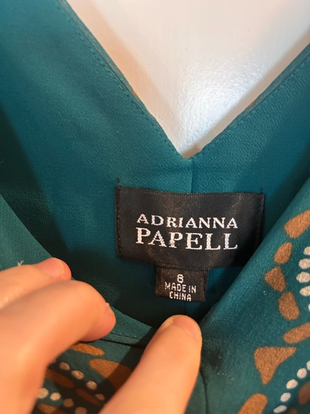 Adrianna Papell Teal Floral V-Neck Silk Cocktail Dress w/beading, embroidery - Picture 4 of 13
